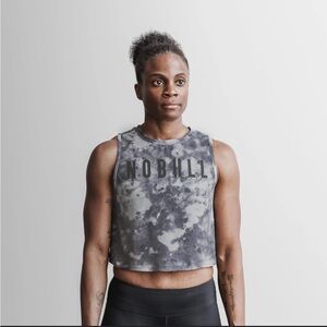 NOBULL Women's Black Tie-Dye Crop Top